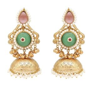 Elegant Gold and Green Earrings
